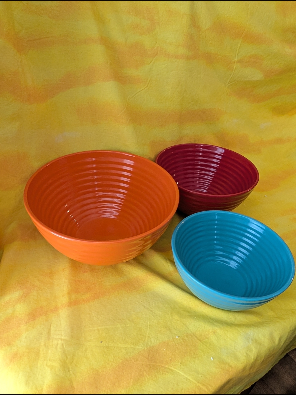 Pioneer Woman Flea Market Ribbed Ceramic Nesting Serving Bowls - Picture 3 of 11